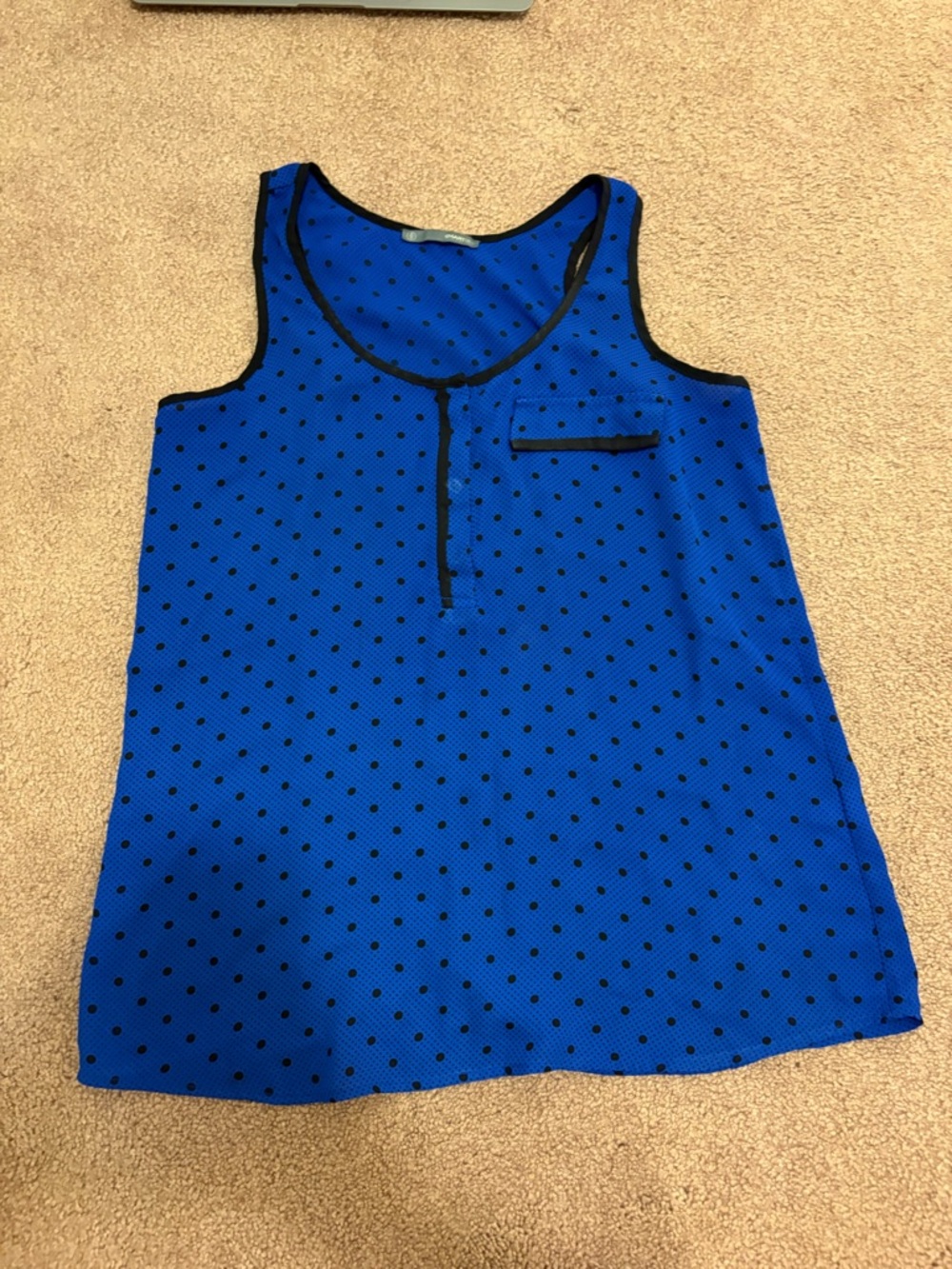 3 for $25 Smart set Royal Blue Polka Dot Tank with Black Trim size small